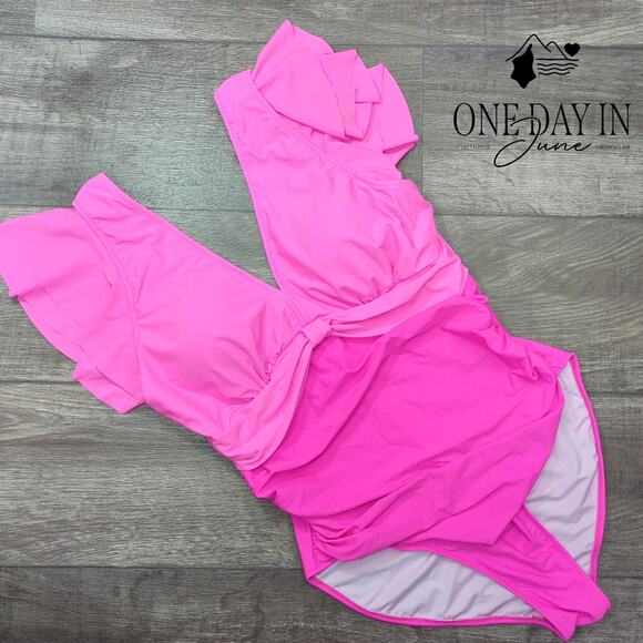 Blooming Jelly Ruffle Shoulder One Piece Swimsuit Size XL - Picture 1 of 5